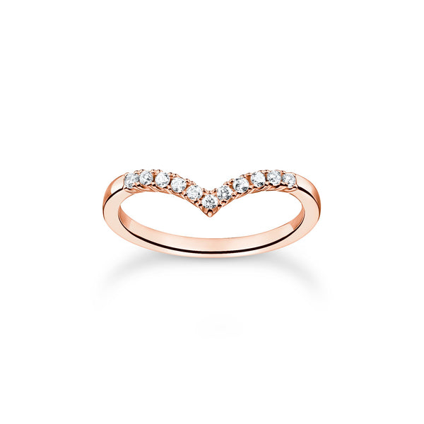 Thomas Sabo Ring V-shape with white stones rose gold