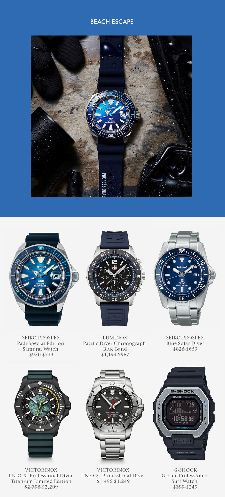 Watches perfect for the beach and diving