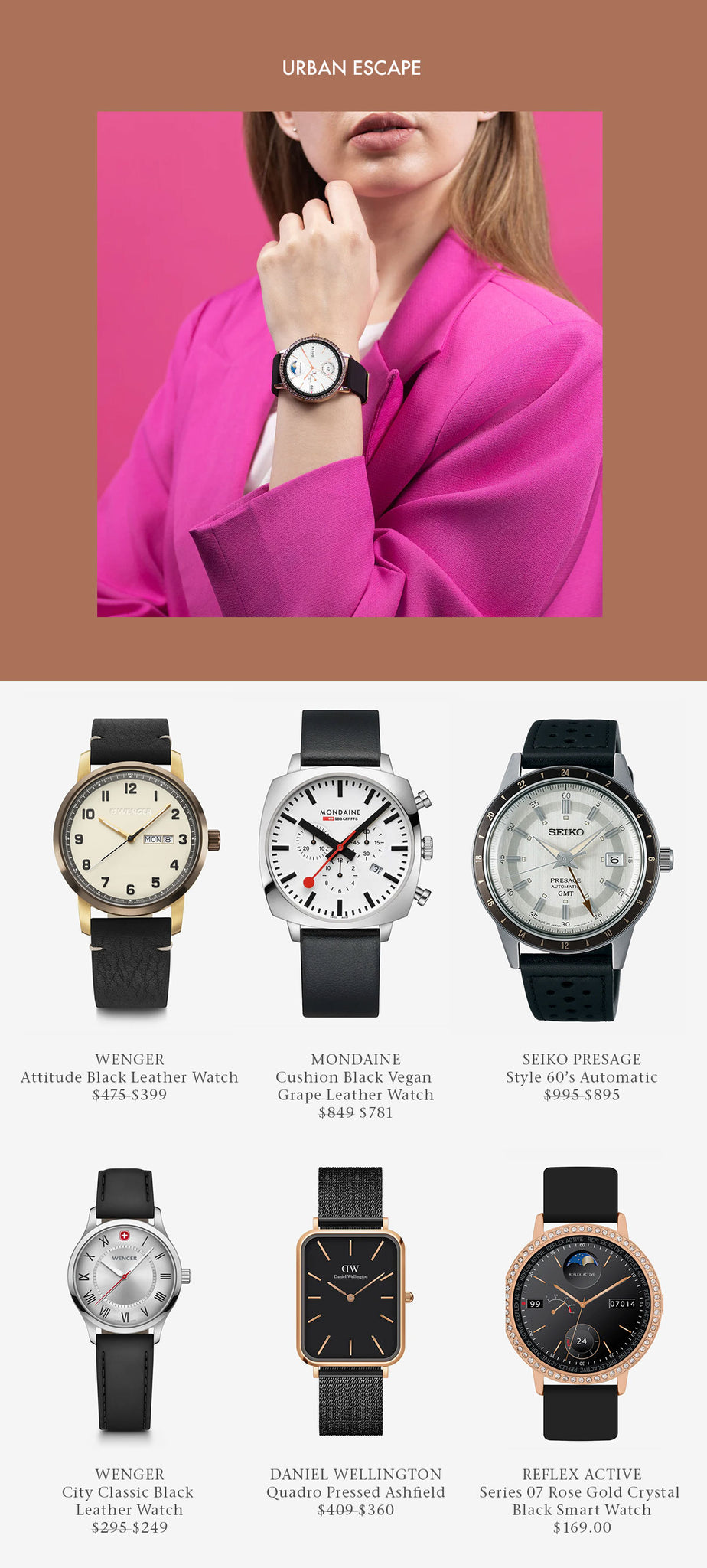 Shop watches perfect for an urban / city weekend escape